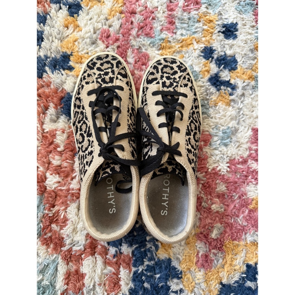 Rothy's The Lace Up Sneaker 8.5 Little Desert Cat Animal Print Knit